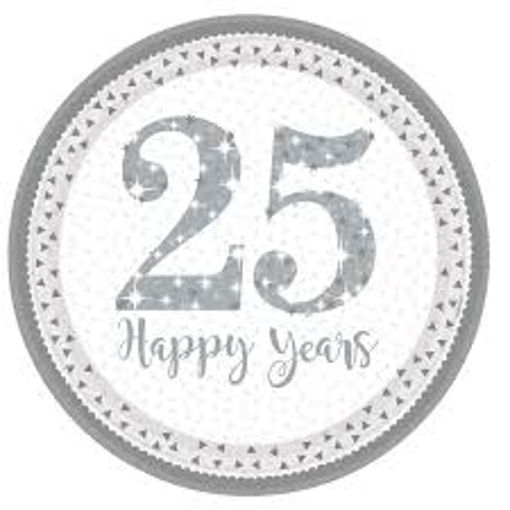 Picture of SILVER 25TH ANNIVERSARY PAPER PLATES 22.0CM - 8PK